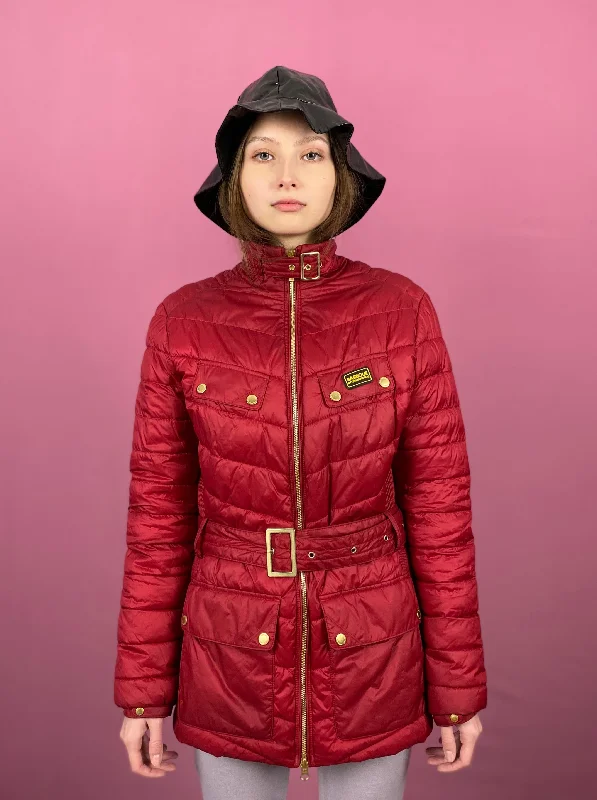 Barbour Vintage Women's Quilted Long Jacket - L Red Nylon