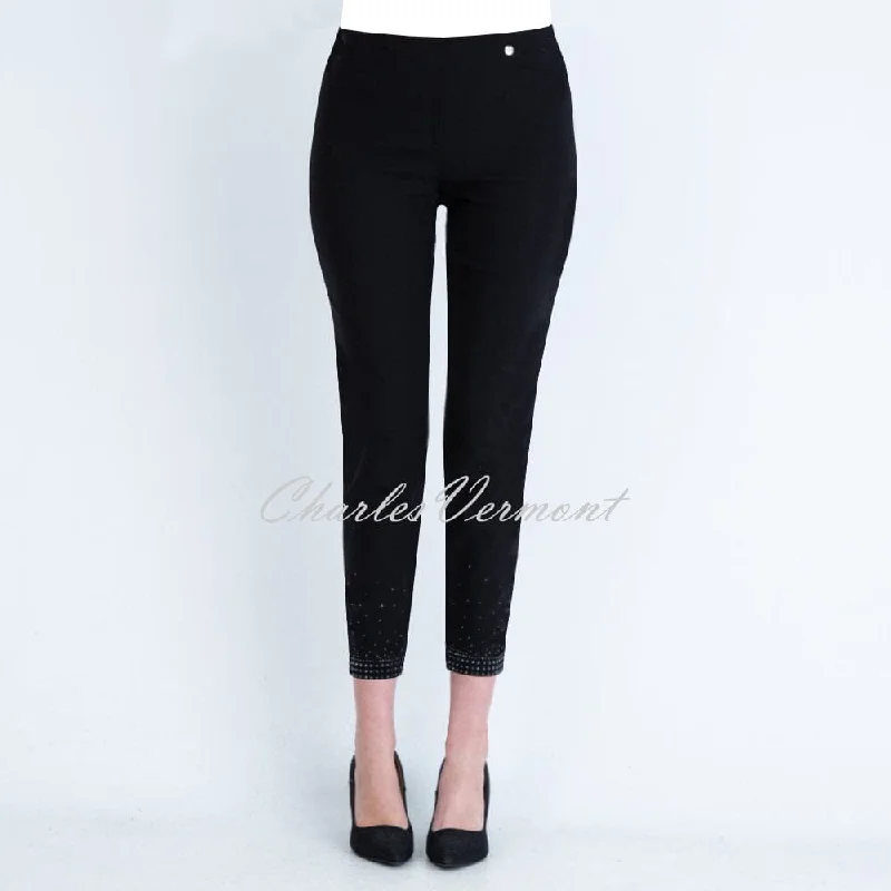 Robell Rose 09 - 7/8 Cropped Super Slim Trouser 51426-5499-90 (Black Diamante Hem)